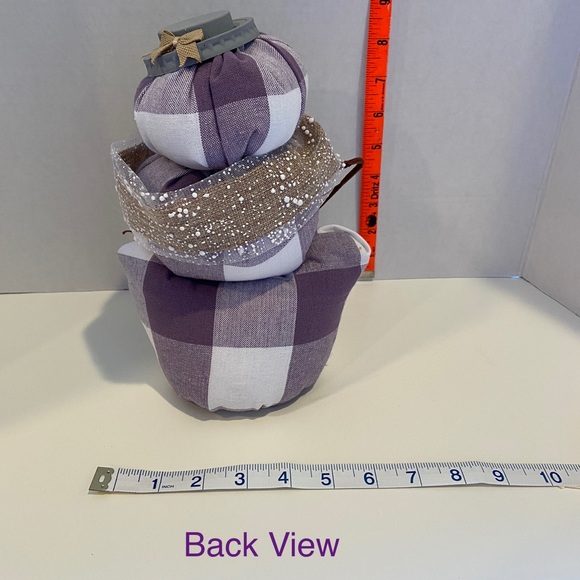 Snowman Plaid Fabric Stuffed Light Purple White - Picture 3 of 5
